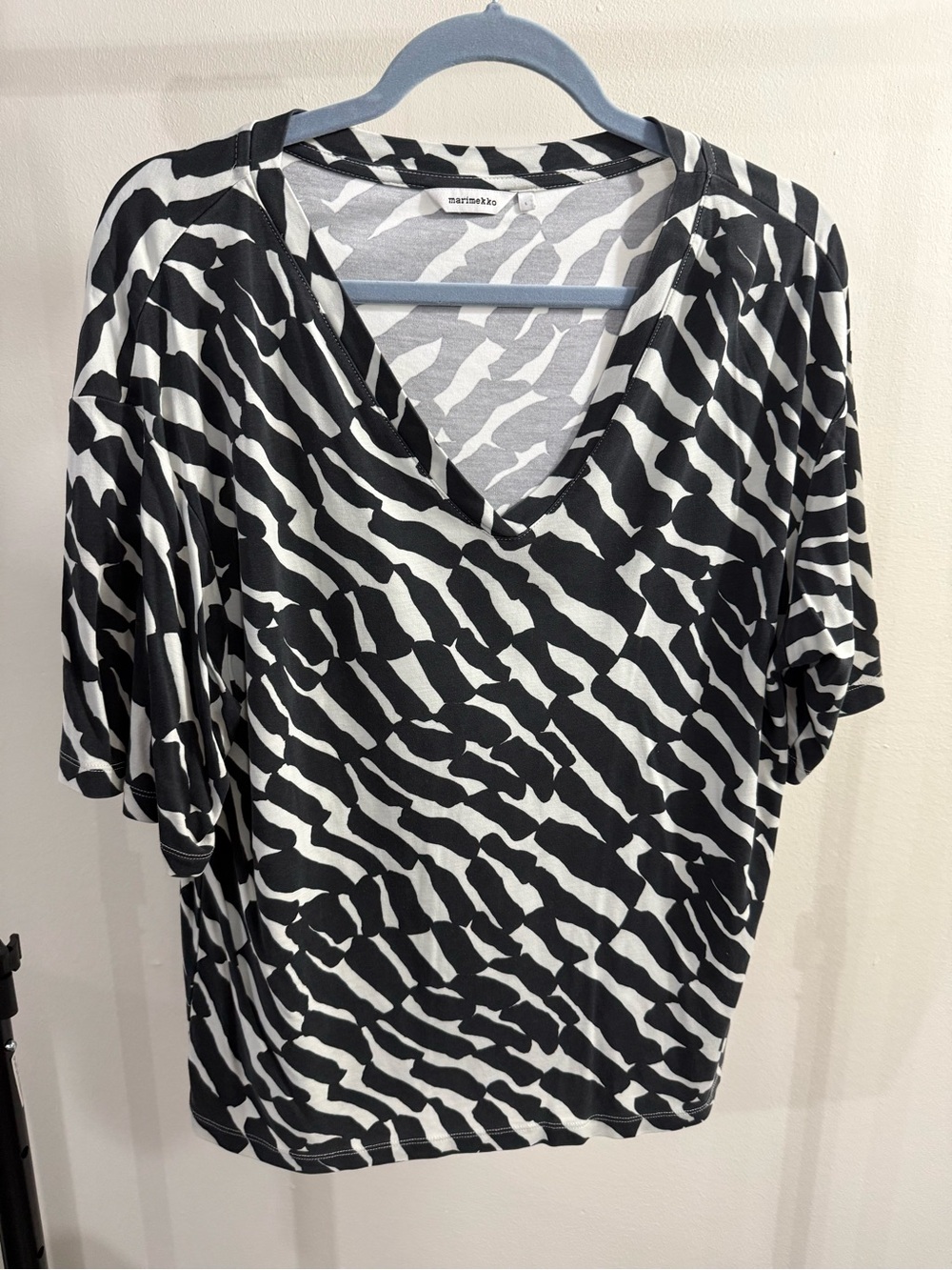 Marimekko Black & White Abstract Stripe Top